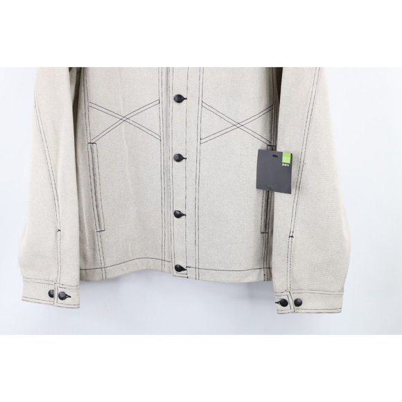 NOS Vtg 90s Marithe Francois Girbaud Mens Large Baggy Denim Trucker Jacket White - Picture 4 of 14